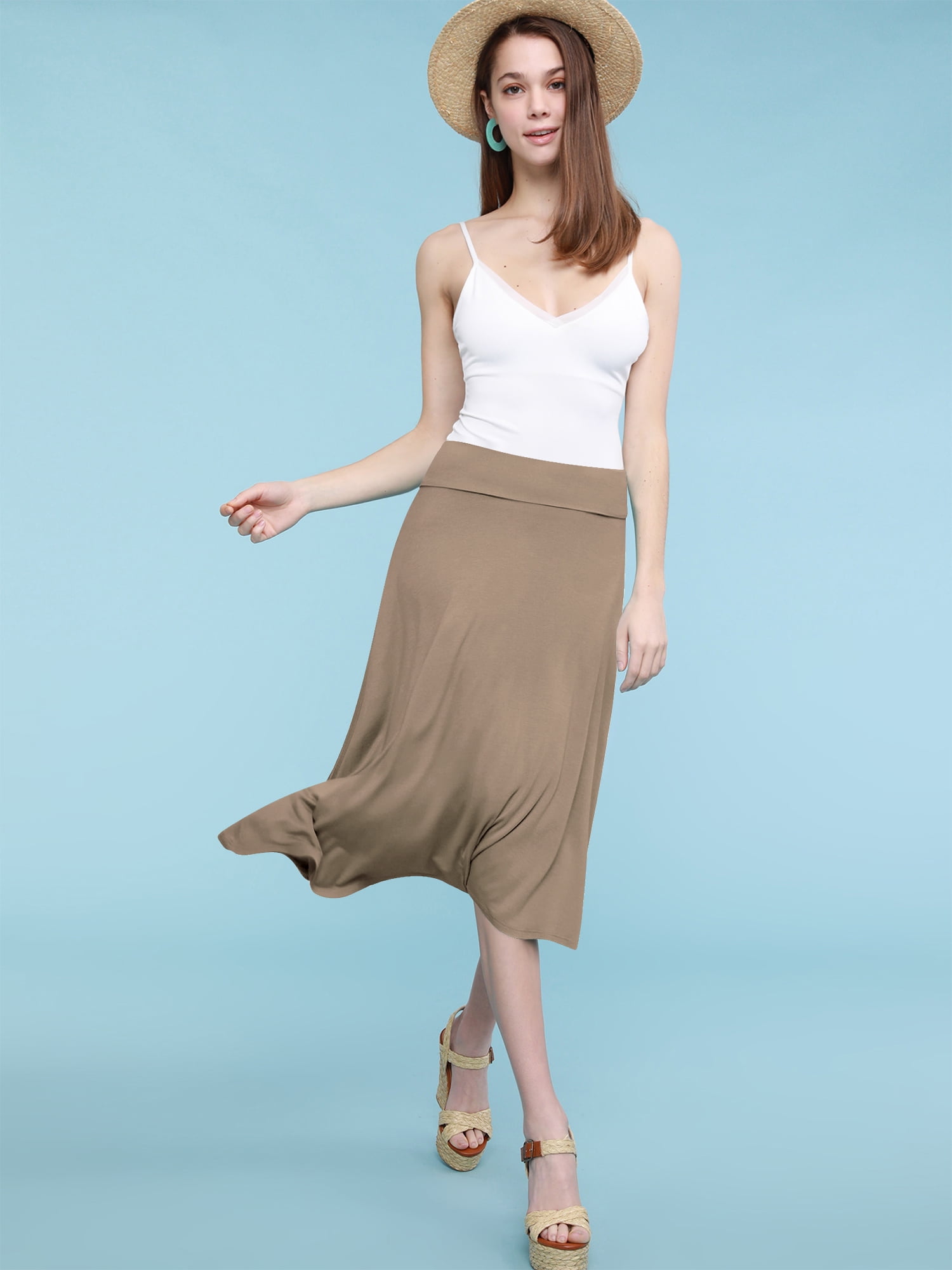 High Waist Fold Over A-Line Flared Midi Swing Skirt – Niobe Clothing